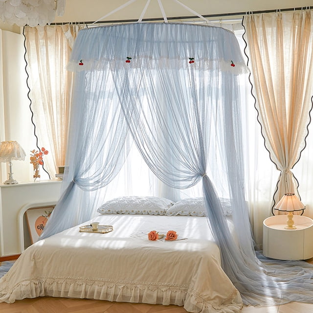 Kieccall French Style Dome Bed Canopy Foldable Mosquito Net Fine Mesh for Bedroom Home Insect Protection and Romantic Decor