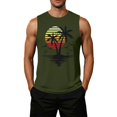 thumbnail image 2 of OIOLOYJM Mens Tank Tops Summer Tropical Hawaiian Beach Palm Tree Sleeveless T Shirts Cotton Muscle Fit Lounge Tees Army Green L, 2 of 5