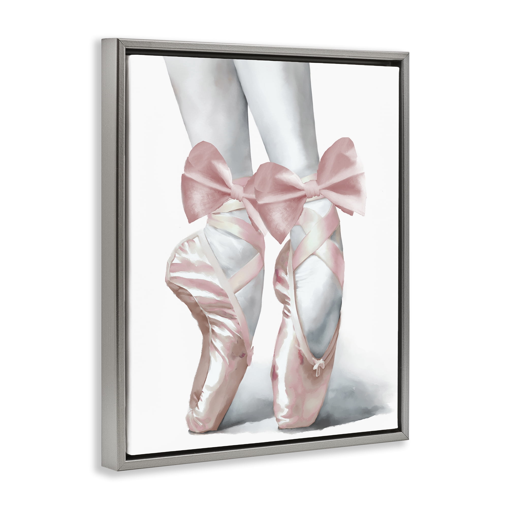 Stupell Industries Ballet Pointe Shoes Gray Framed Floater Canvas Wall Art, design by Elizabeth Medley