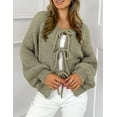 thumbnail image 5 of PRETTYGARDEN Women's Tie Front Bow Cardigan Sweaters Chunky Knit Long Puff Sleeve Trendy Fall Winter Jacket Coats, 5 of 10
