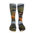 thumbnail image 5 of Xecao Mountain Cows Flower Stream Print Calf Socks Seamless Toe, Knee High Long Socks, Sports Socks Trouser Socks for Women and Men-One Size, 5 of 8