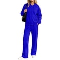 thumbnail image 2 of Womens Solid Color Full Zip Hoodie Tracksuit Long Sleeve with Pockets Drawstring Waist Jogger Pants Loose Fit Comfortable Sets Casual Fall Winter Lounge Wear Two Piece Tracksuit, 2 of 8
