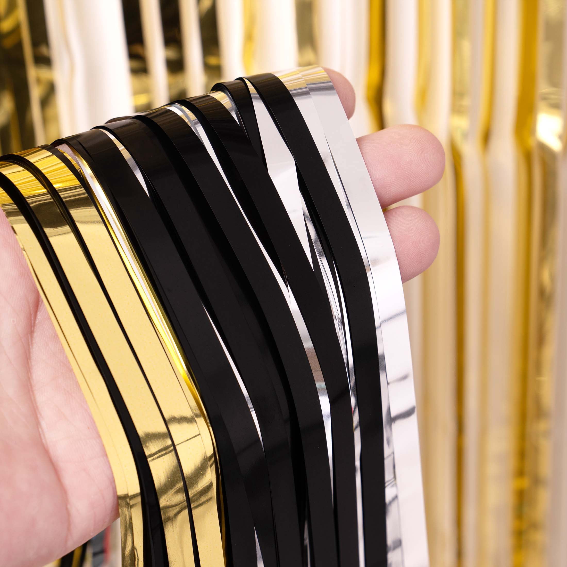 Black/Gold Paper Fan and Foil Fringe Kit, 5 Pieces, by Way To Celebrate