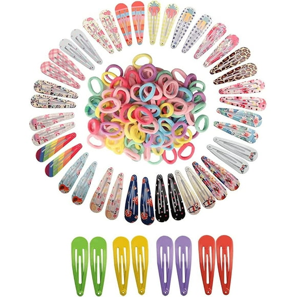 Jinsinto 148 sets children's hairstyles, small glitter hair clips, hair accessories with 40 colorful hair clips and 100 elastic bows for baby/girl/kid.