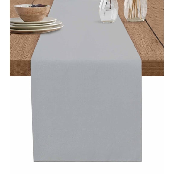 Table Runner 60 Inches Long for Kitchen Dining, Grey Dresser Scarf Farmhouse, Dining Table Decorations for Wedding/Parties, Modern Pure Gray 13 x 60 In