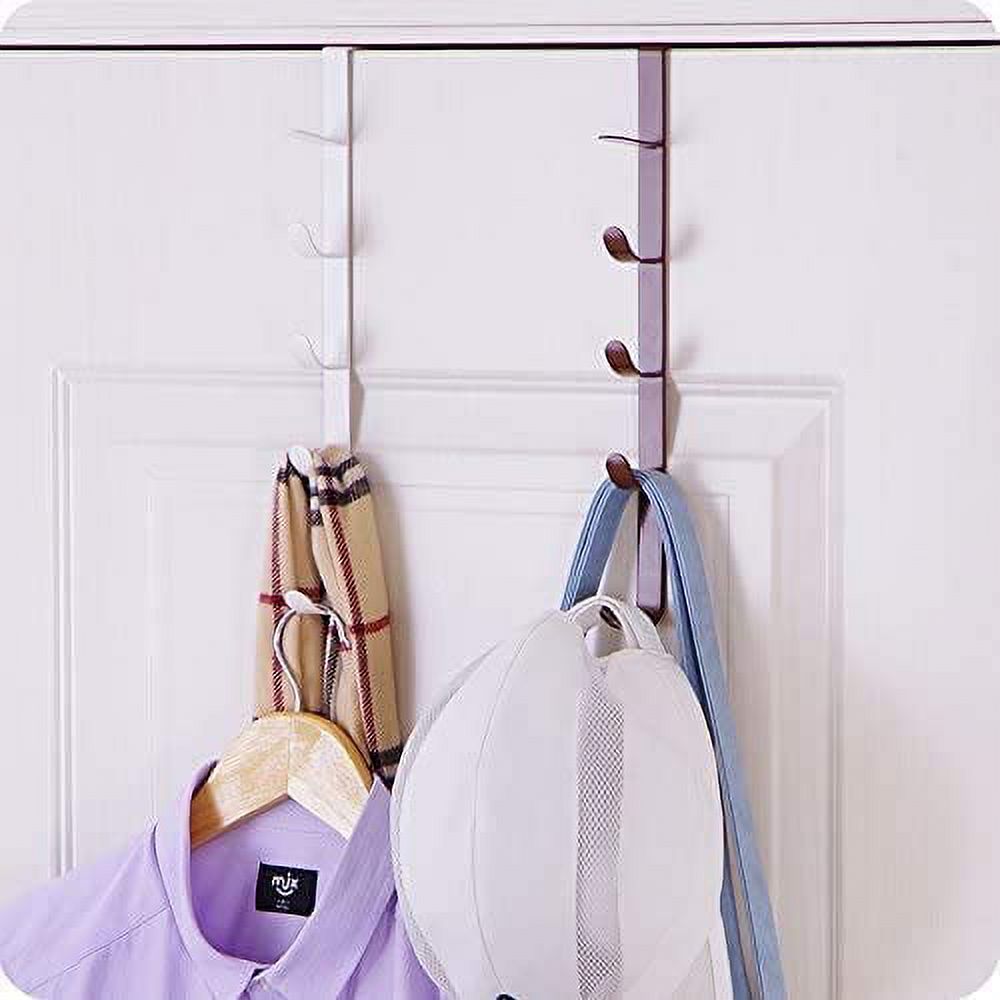 over the Door Hook Hanger with 5 Hooks, Vertical Hanging Coat Rack Towel Hanger Rack, Plastic over the Door Hat Display Hanger, for Hanging Towel Scarf Hat Bag (Random Color) - by ROBOT-GXG - image 2 of 11
