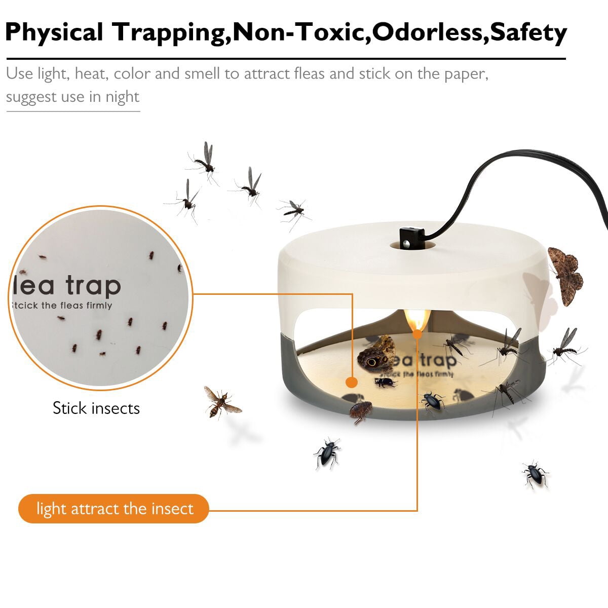 Kryc Flea Trap Indoor, Sticky Dome Flea Strap Flea Killer Trap Pad