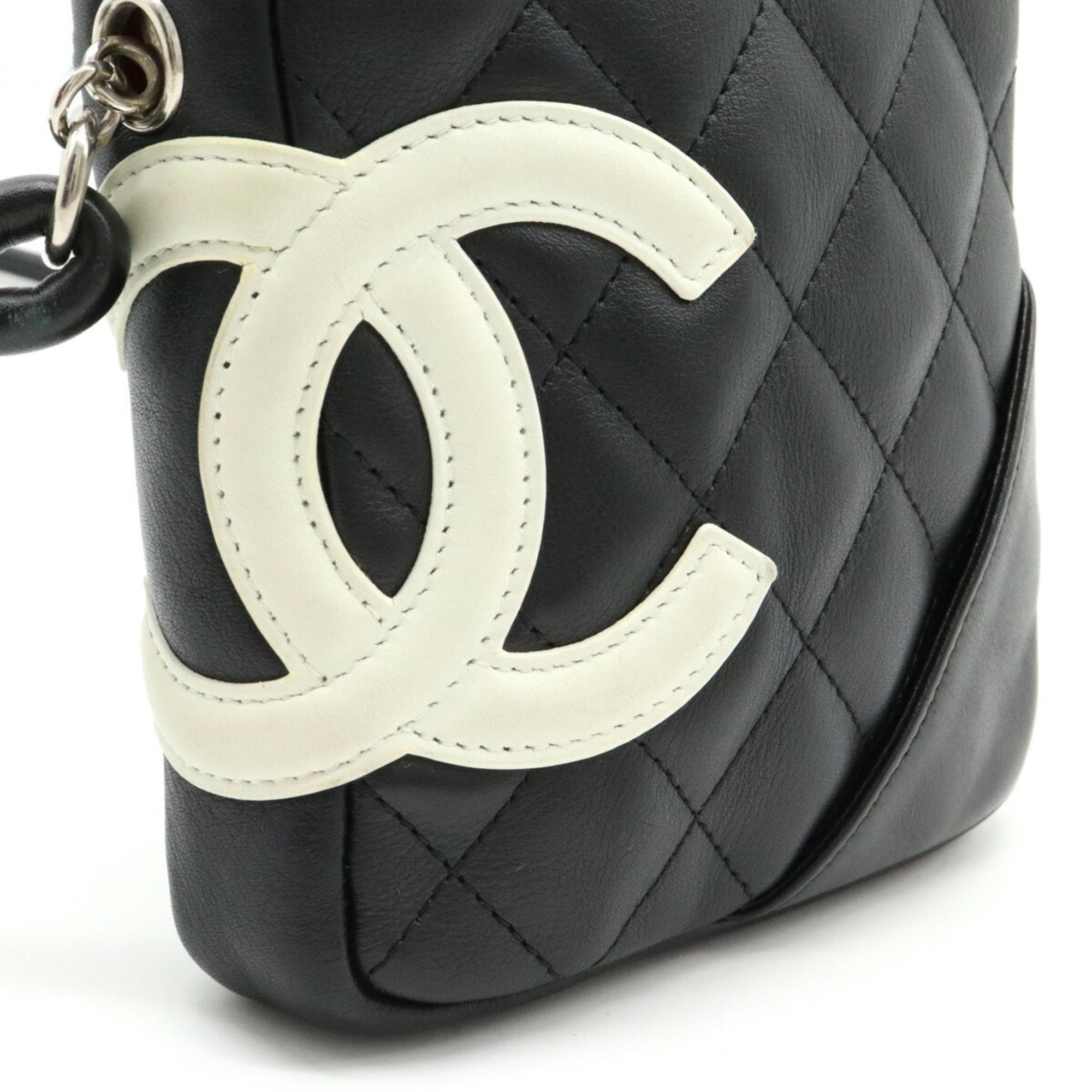 Authenticated Used CHANEL Chanel Cambon Line Coco Medium Pochette Shoulder Bag Black White A25177 - Walmart.com