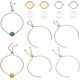 thumbnail image 1 of Aproximadamente 4 juegos de pulseras deslizantes ajustables de acero inoxidable de 22 cm/24 cm, 2 colores, con conectores de cabujón y cabujones de vidrio transparente., 1 of 9