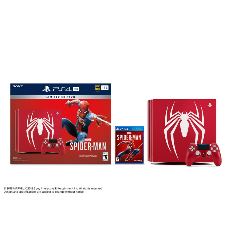 Sony Limited Edition Marvels Spider-Man PS4 Pro 1TB Bundle, Red
