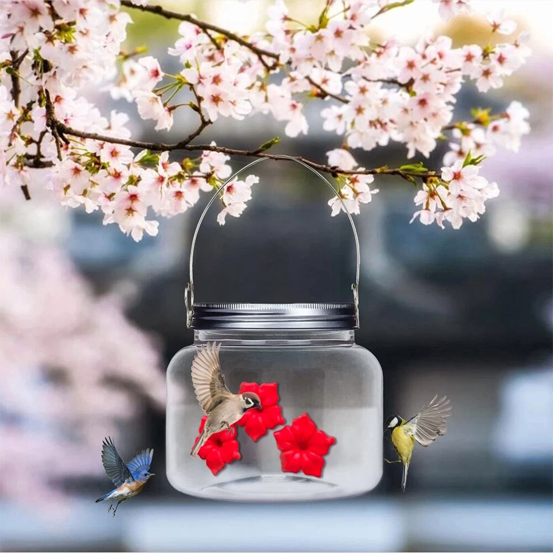 ZYLER- 1Pcs Hummingbird Feeder Mason Jar Portable For Bird Outdoor New