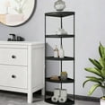 thumbnail image 4 of SSZMDLB under $5 Corner Shelf, Freestanding Bathroom Storage Rack, Plastic Shelving Unit for Toiletries, Multi Tier Organizer for Bathroom Kitchen and Living Room, 4 of 6