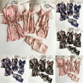 thumbnail image 1 of LOVZFMLL Ensembles de Pyjama pour Femmes 5 Pcs Satin Floral Bretelles Spaghetti Mini Robe et Shorts Ensemble de Robes de Nuit Vêtements de Détente Confortables Doux, 1 of 9