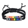 thumbnail image 1 of 1 par de pulseras ajustables de nailon para amantes, pulseras tejidas con arcoíris., 1 of 7