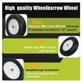thumbnail image 3 of Upgraded 16" Flat Wheelbarrow Wheels and Tires, 4.80/4.00-8 Solid Wheelbarrow Tires with 5/8"&3/4" Bearings,14"-16" Universal Fit Wheelbarrow Tires for Wheelbarrows/Garden Trailer, 3 of 7