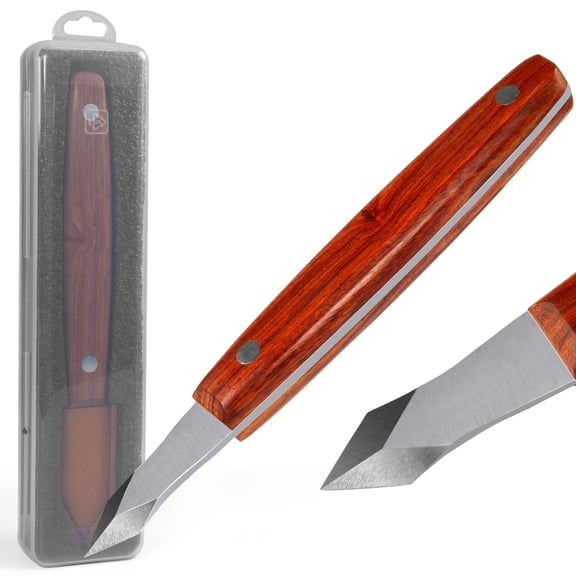 Woodworking Marking Knife – High Carbon Steel Double-Beveled Scribing Blade, Ergonomic Wooden Handle & Leather Sheath – Precision Scribing Tool for Joinery, Carpentry & Wood Carving