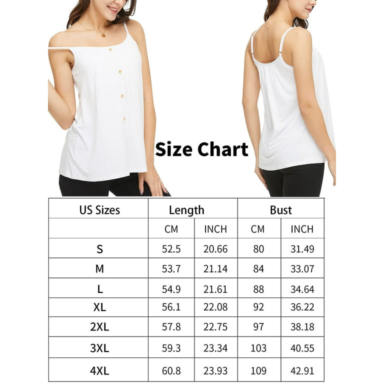 COMFREE Women's Camisole with Built in Bra Tank Top Flowy Swing Pleated  Tank Top Cami with T-button Adjustable Strap 