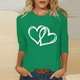 thumbnail image 2 of YUGYXL Womens Valentine's Day Shirts Trendy 3/4 Sleeve Heart Print Tshirts Funny Teen Girl's Valentine Round Neck BlousesGreen,XXL, 2 of 5