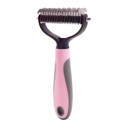 Toudaret Pet Deshedding Comb Cat Dematting Comb Pet Dematting Comb Dog Deshedding Tool Undercoat Rake with Stainless Steel Blades Non-slip for Dogs for Thick