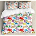 thumbnail image 1 of Horses Duvet Cover Set King Size, Colorful Abstract Horse Silhouette Stallion Pattern Hand Drawn Wildlife Illustration, Decorative 3 Piece Bedding Set with 2 Pillow Shams, Multicolor, by Ambesonne, 1 of 3