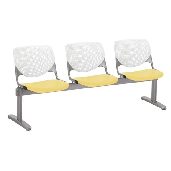KFI Studios KOOL 3 Seat Reception Bench, White Back, Yellow Seat