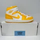 thumbnail image 1 of Ni - ke WMNS Air Jordan 1 Mid 'White University Gold' BQ6472-117 Womens/Youth Brand New, 1 of 5