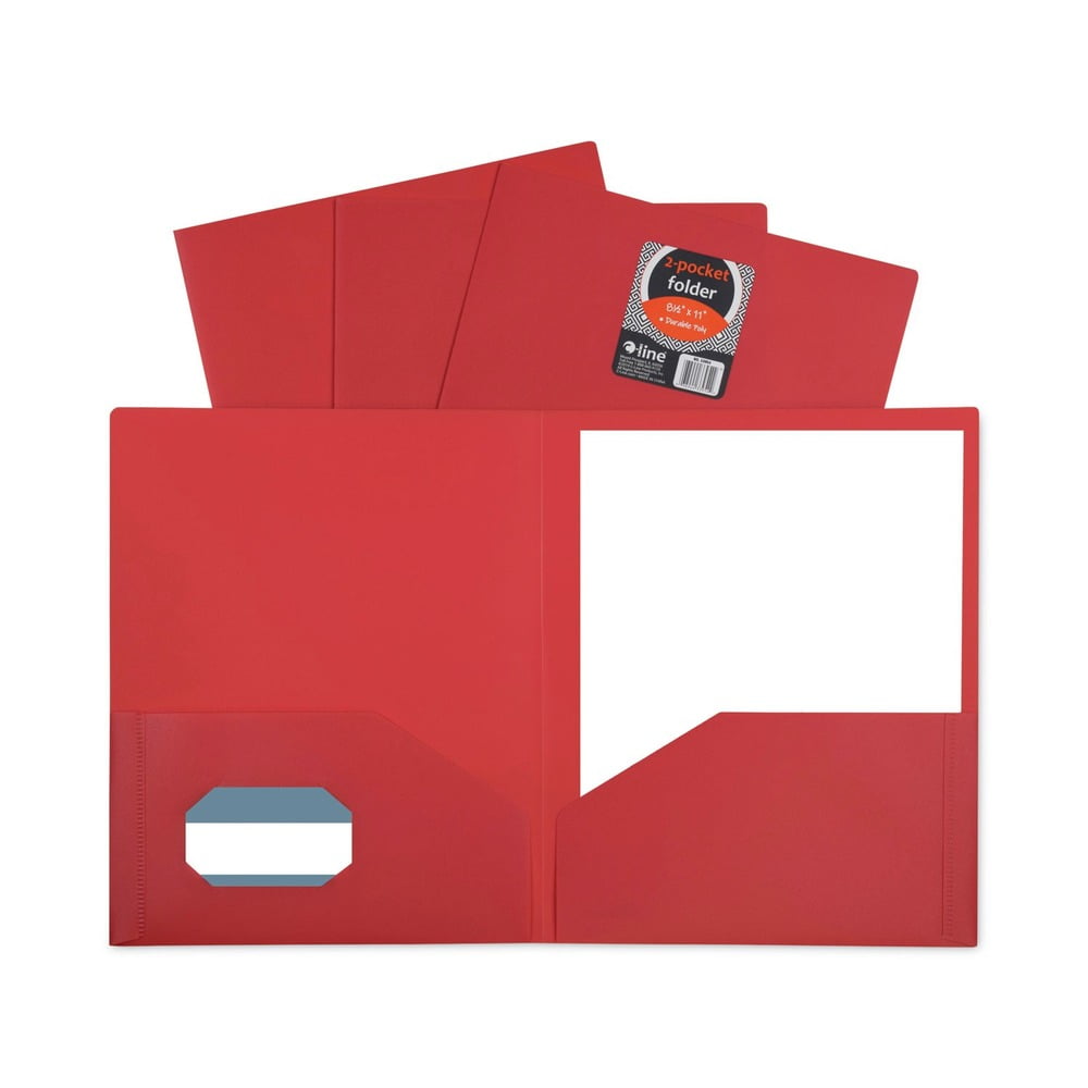11 in. x 8.5 in. 2-Pocket Heavyweight Poly Portfolio Folder - Red (25/Box)