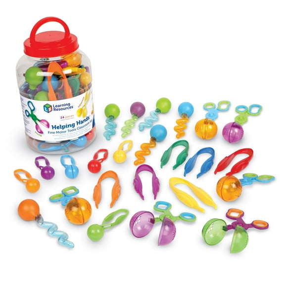 Learning Resources Helping Hands Fine Motor Tools Classroom Set,24 Pieces, Ages 3 , fine motor skills, teacher resources for classroom, sensory toys for toddlers, Scoopers and Tweezers toys