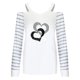 thumbnail image 4 of ICHUANYI Clearance Fashion Woman V-Neck Long Sleeve T-Shirt Printing Cold Shoulder Loose Blouse Tops(White, XL) ICHUANYI WER2023081401776, 4 of 4