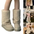 thumbnail image 2 of Women Aesthetic Punk Fuzzy Leg Warmer Boot Gaiters Japanese Ribbed Plush Leggings Leg Covers Sleeve Solid Long Socks, 2 of 7