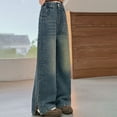 thumbnail image 6 of XIMIN Teen Girl Vintage Jeans Y2k Streetwear Baggy Denim Cargo Pants High Waist Wide Leg Loose Denim Pants with Pockets Cute Back to School Trendy Jean, 6 of 8