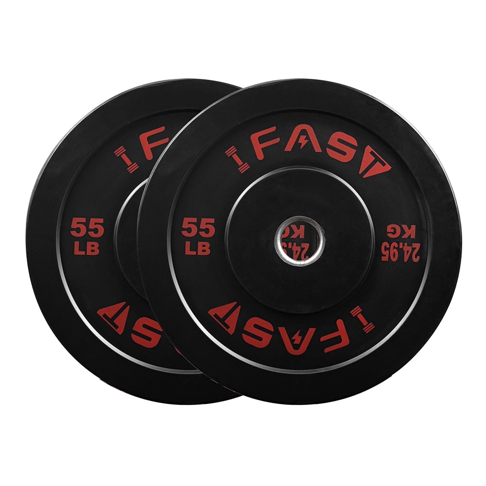 IVV 55LBS Olympic Bumper Plates, 1 Pair Olympic Weight Plates with Steel Insert, Rubber Bumper Weights Plates for Weight Lifting and Strength Training