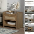 thumbnail image 5 of Surmoby Rattan Nightstand Set of 2 with Charging Station,Boho Bedside Table with USB Type C Ports & Outlets,Wood Night Stand End Table with Storage Drawers and Shelf for Bedroom Living Room,Oak, 5 of 9