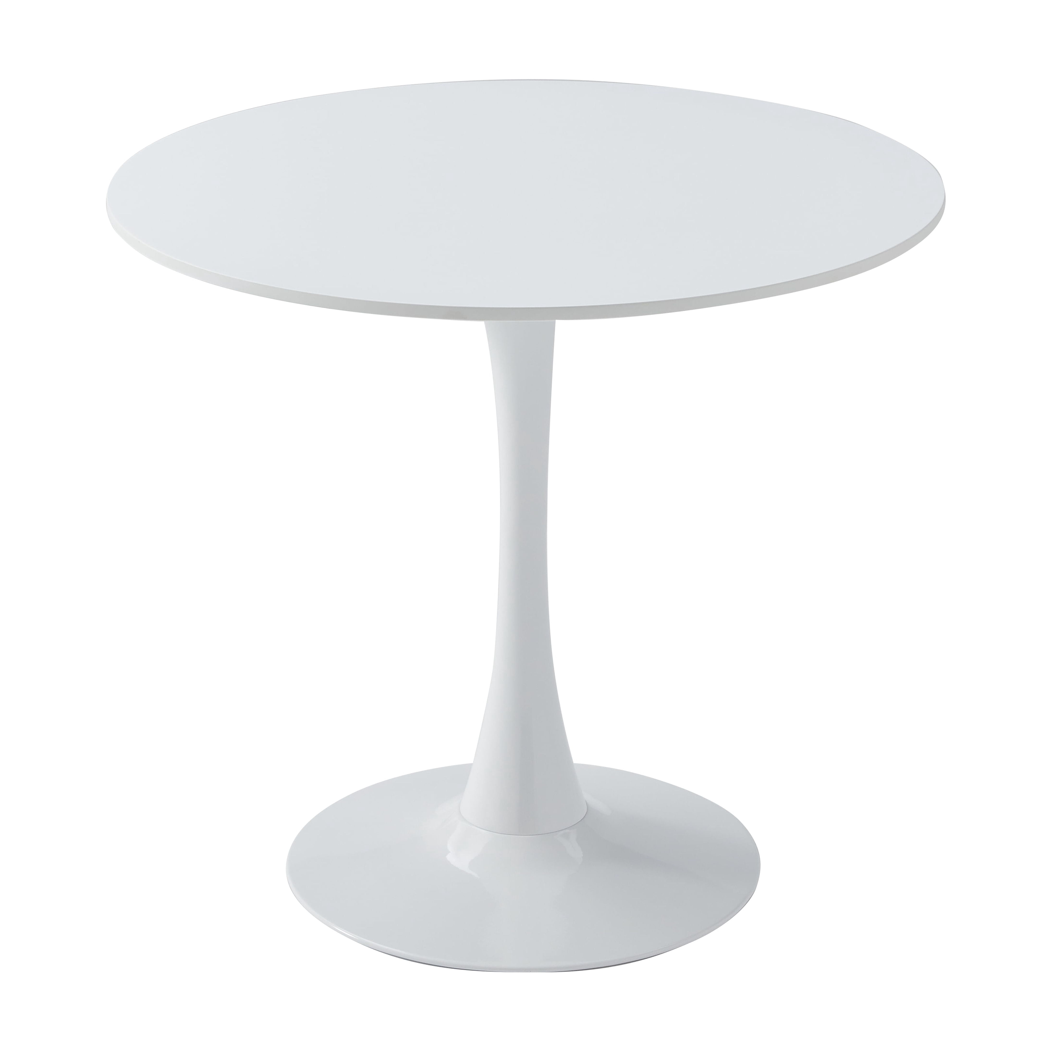 Round Dining Table 31.5 Inch with Tulip Pedestal Base, Modern Bistro Table and Kitchen Table for Small Spaces, White