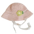 thumbnail image 1 of Sombrero de paja para niños de verano con circunferencia de la cabeza de 52 cm, bonito sombrero de pescador con encaje, sombrero para el sol para bebé, color rosa, 1 of 5