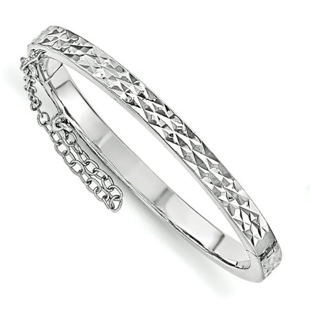 Sterling Silver Just Like Mommy Diamond Cut w/Safety Hinged Child's Bangle Bracelet