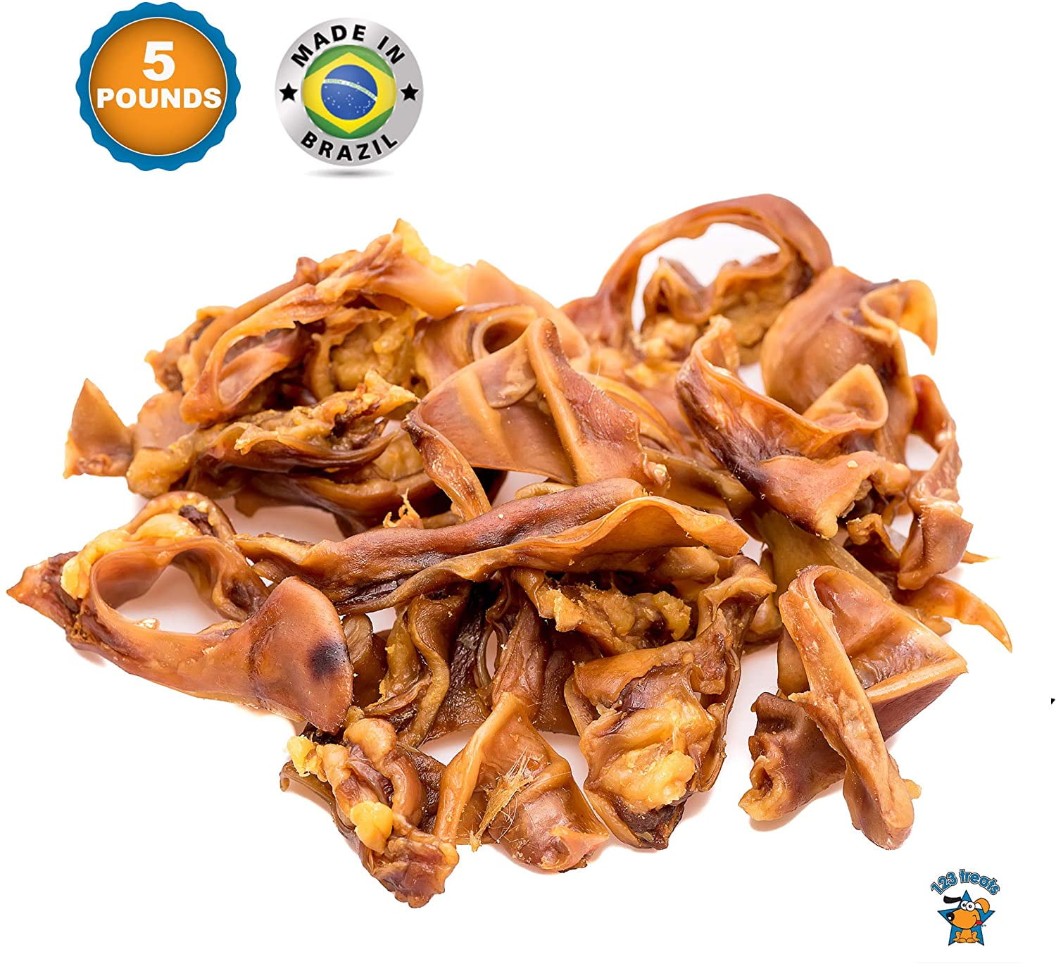 Pigs Ears Strips for Dogs (5 Pounds Brazil) All Natural Pig Ear Dog