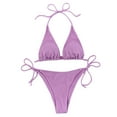 thumbnail image 2 of Neinkie 2Pcs/Set Bikini Set Bandage Solid Brazilian Swimwear Two Pieces Swimsuit Padded Thong Bathing Suits, 2 of 7