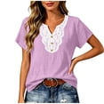 thumbnail image 5 of Stamzod Womens Tops Summer Outfits V-Neck Short Sleeve Lace Boho Blouses Dressy Casual Work Shirts Purple B M, 5 of 10