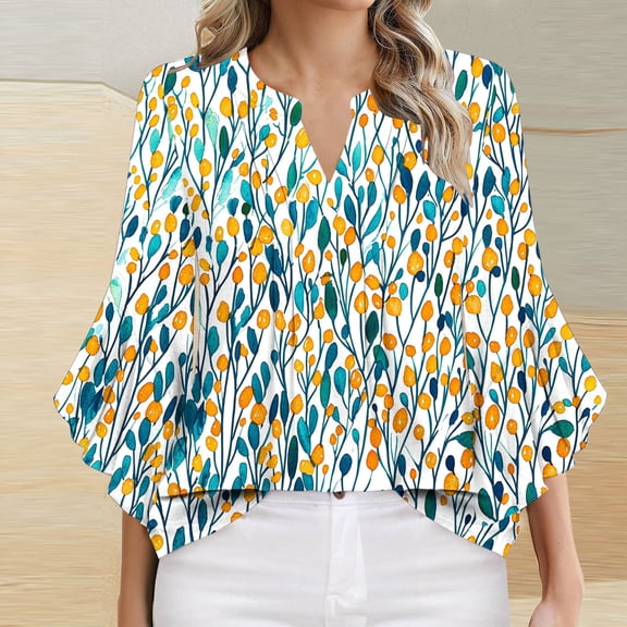 3/4 Length Sleeve Womens Tops Plus Size Tunic Womens Plus Size Boho Summer Shirts Cotton Summer Blouses for Women 2026 Plus Size Tops for Women Summer Dressy my items