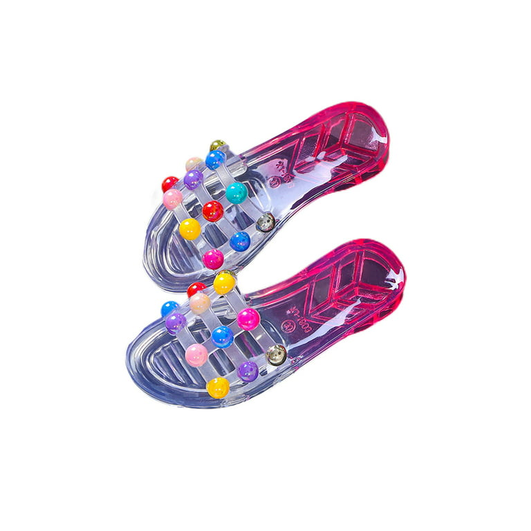 Girls Non-Slip Hollow Out Slide Sandals Jelly Shoe Water Shoes Pool Waterproof Slip On Summer Red - Walmart.com