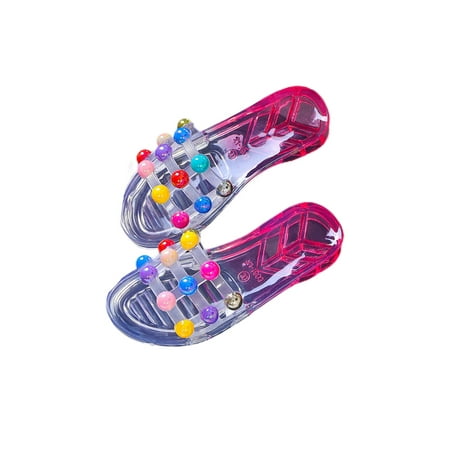 

Harsuny Children Pool Comfort Summer Slipper Crystal Waterproof Cute Slide Sandals House Non-Slip Jelly Shoe Water Shoes Red 4Y