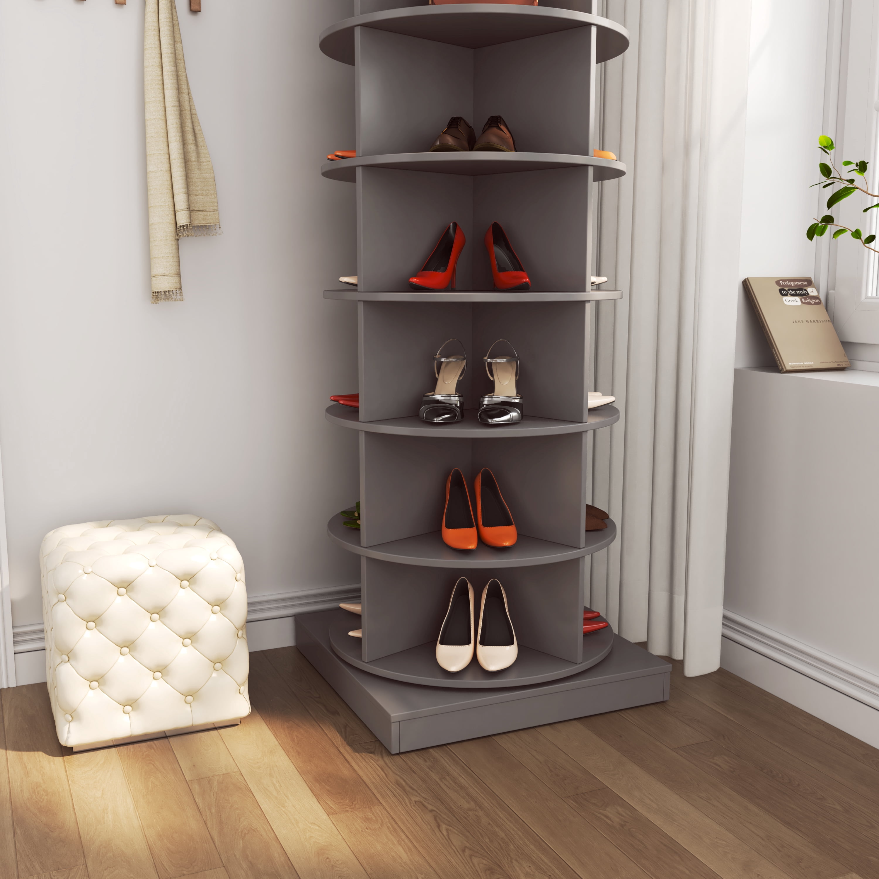 7-Tier Rotating Shoe Rack Tower, Spinning Shoe Display, 360° Rotating Shoe Rack Storage Rotating Organization for Handbag Closet