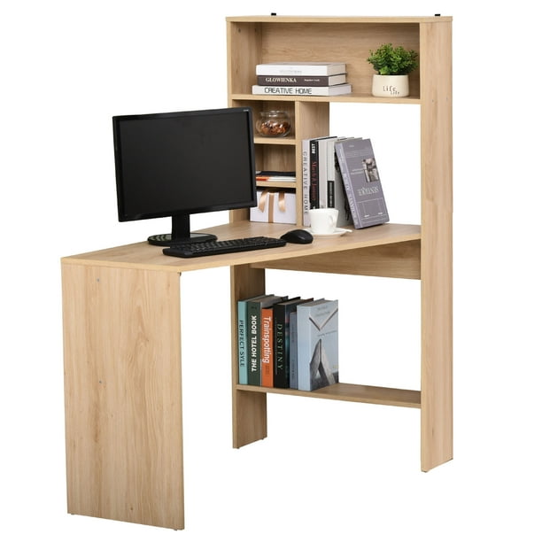 HOMCOM Nordic Style Wooden Computer Desk Workstation PC Laptop Writing Table with Hutches Storage Shelf