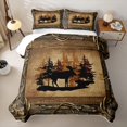 thumbnail image 2 of Erosebridal Brown Rustic Farmhouse Twin Quilt Set, Deer Wildlife Twin Coverlet Set, 2-Piece, 2 of 7