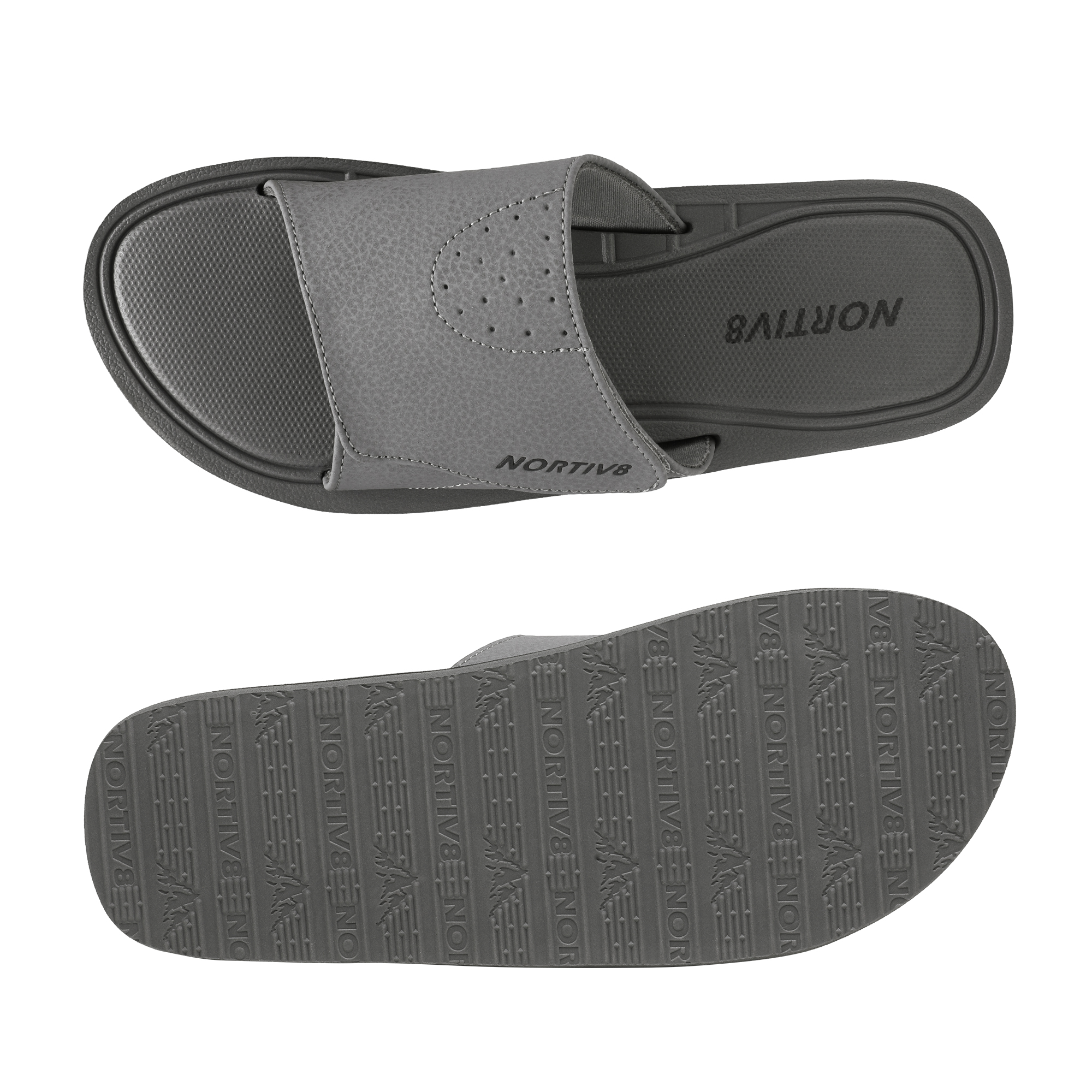 Nortiv8 Men's Memory Foam Adjustable Slide Sandals Comfort Lightweight Summer Beach Sandals Shoes FUSION GREY Size 9 - image 3 of 5