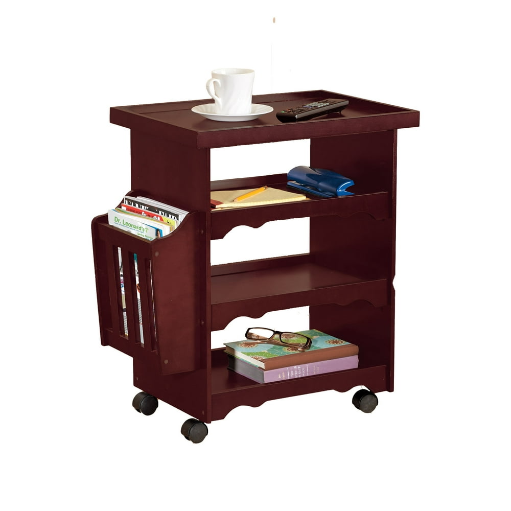 Rolling Side Table and End Table with Wheels and Storage Space 4 Tier