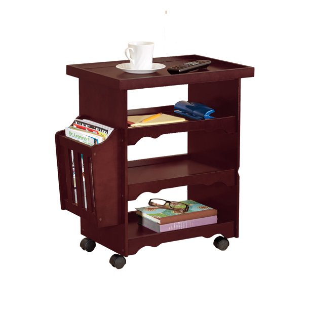 Rolling Side Table and End Table with Wheels and Storage Space 4 Tier Small Rolling Cart with
