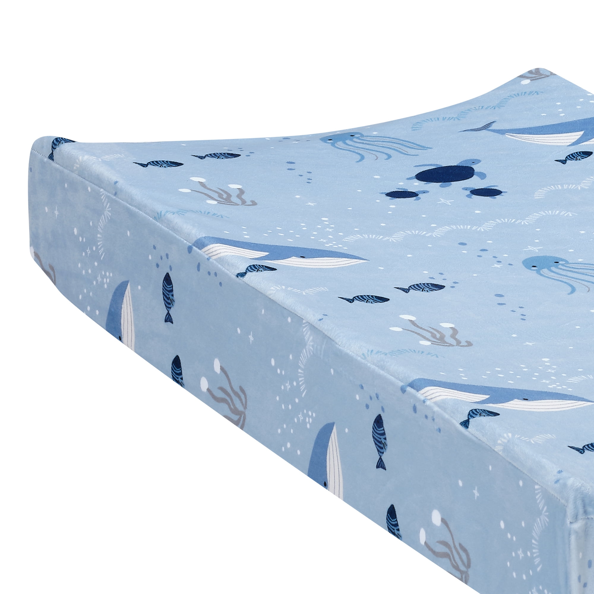 Lambs & Ivy Bubbles and Squirt Underwater Whale/Fish Soft Changing Pad Cover
