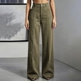 thumbnail image 2 of Ruimatai Womens Wide Leg Corduroy Pants High Waist Button Pocket Stretch Retro Casual Trousers, 2 of 9